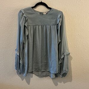 Dolan Light Blue Ruffled Blouse